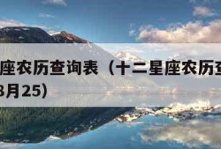 十二星座农历查询表（十二星座农历查询表1971年8月25）