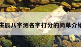 生辰八字测名字打分的简单介绍