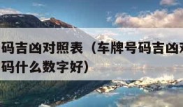 车牌号码吉凶对照表（车牌号码吉凶对照表,车牌号码什么数字好）