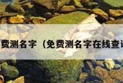 免费测名字（免费测名字在线查询）