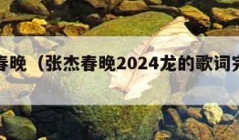 张杰春晚（张杰春晚2024龙的歌词完整版）