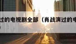 肖战演过的电视剧全部（肖战演过的电视剧全部图片）